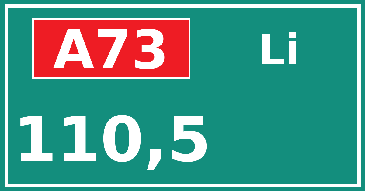 Hectometerbord A73 110,5 zijde Li