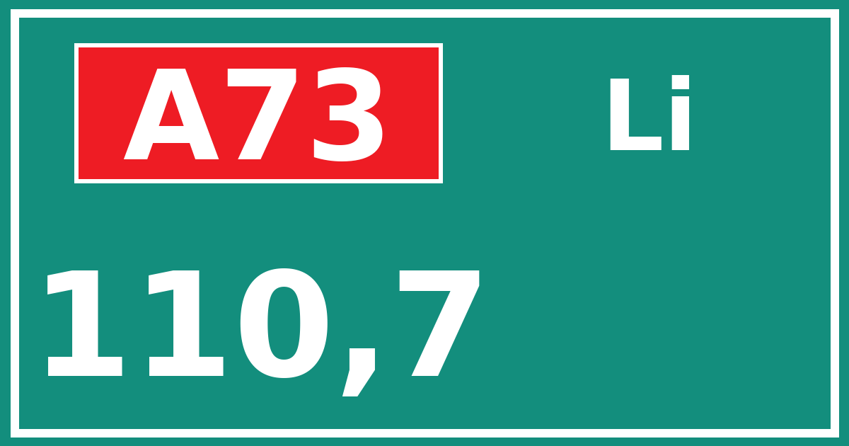 Hectometerbord A73 110,7 zijde Li