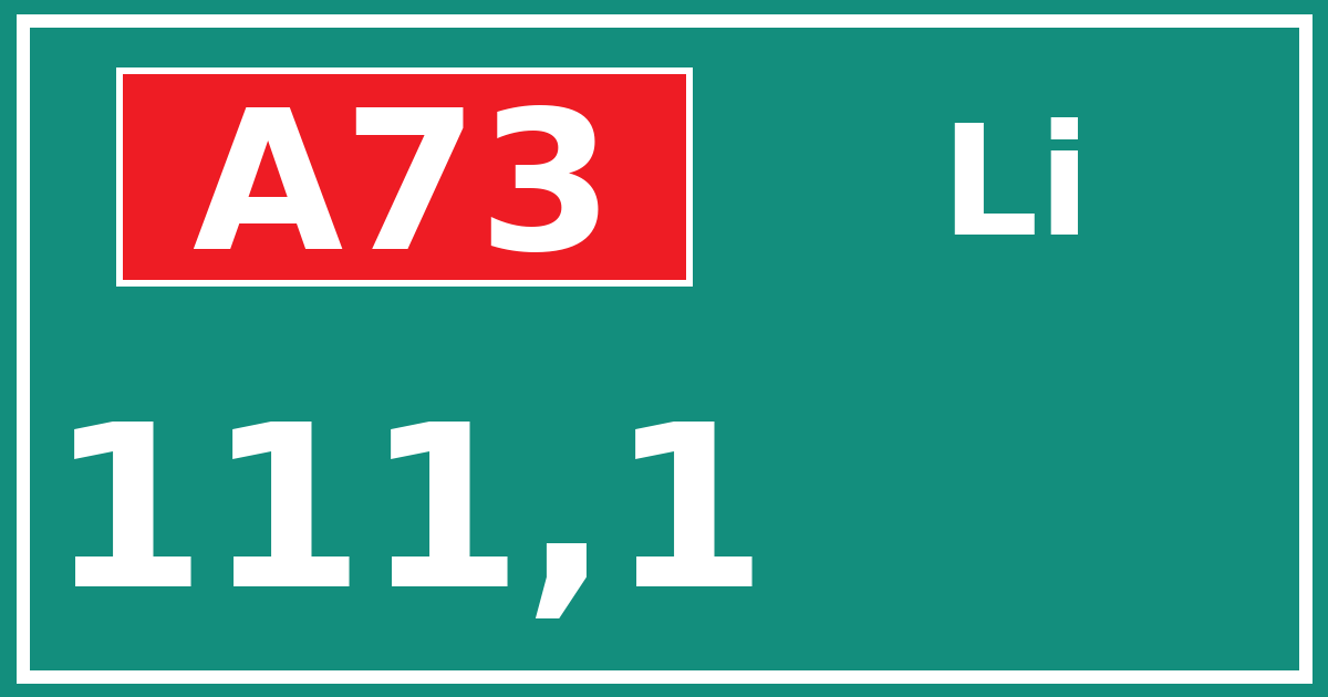 Hectometerbord A73 111,1 zijde Li