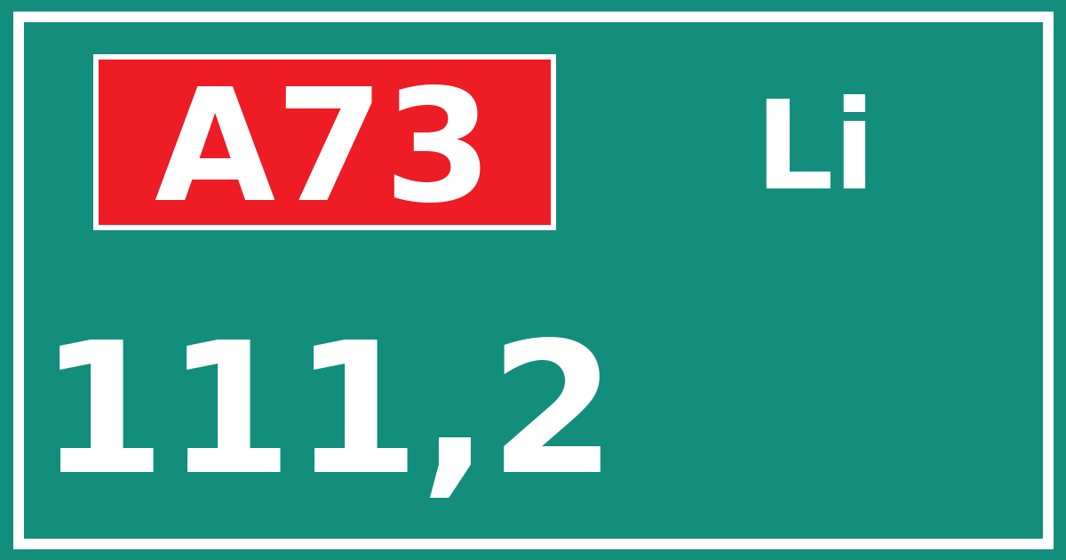 Hectometerbord A73 111,2 zijde Li