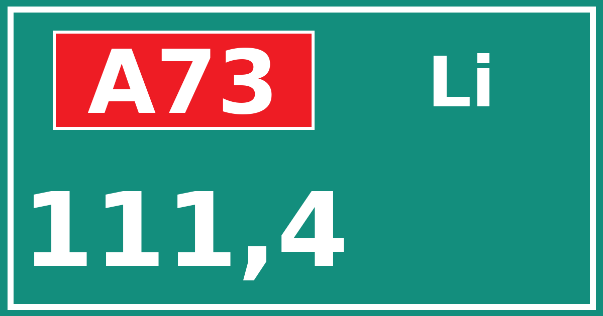 Hectometerbord A73 111,4 zijde Li