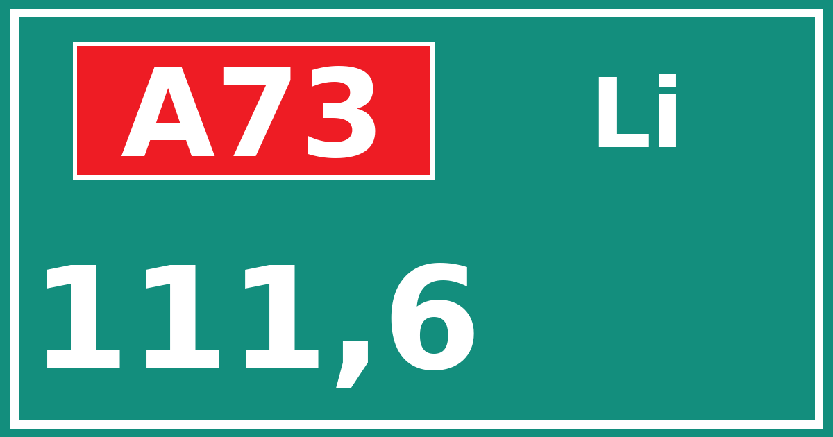 Hectometerbord A73 111,6 zijde Li