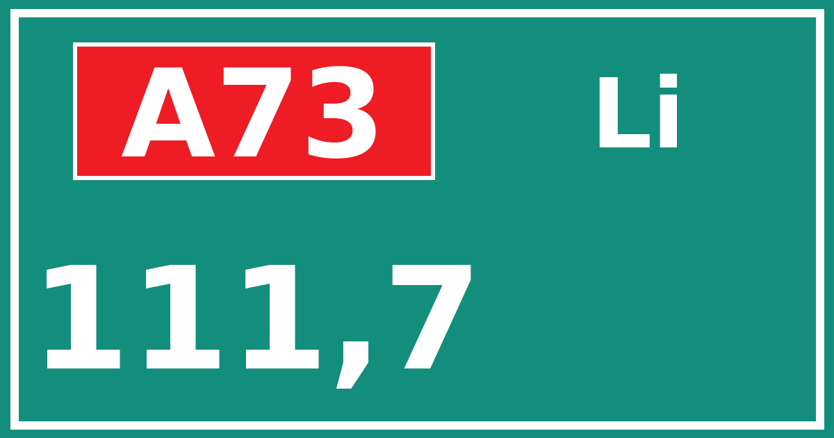 Hectometerbord A73 111,7 zijde Li