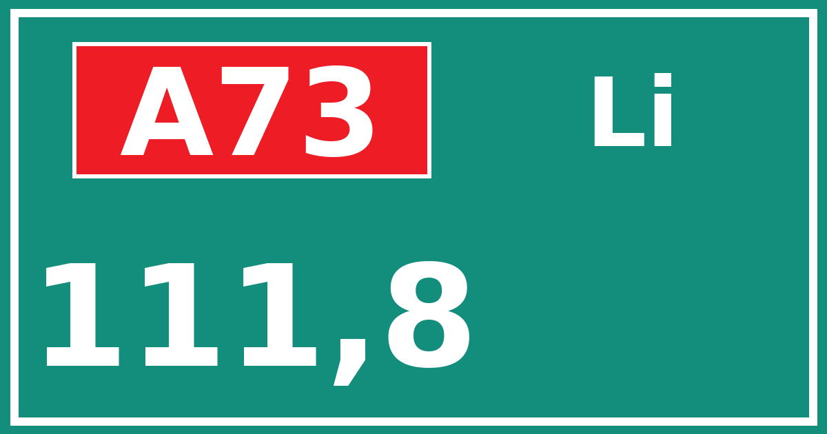Hectometerbord A73 111,8 zijde Li