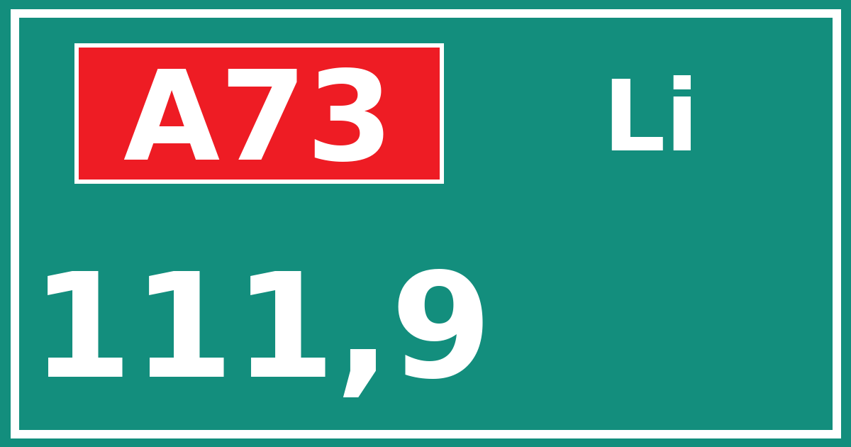Hectometerbord A73 111,9 zijde Li
