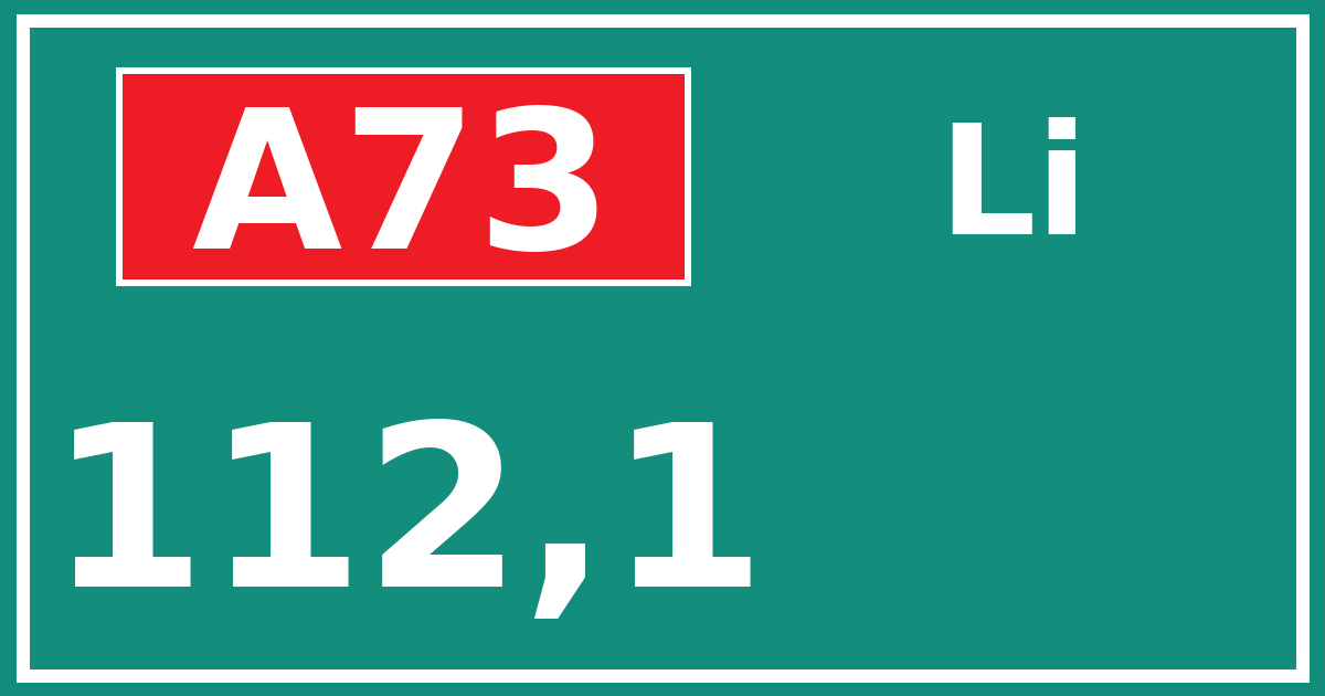 Hectometerbord A73 112,1 zijde Li