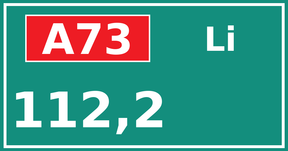 Hectometerbord A73 112,2 zijde Li
