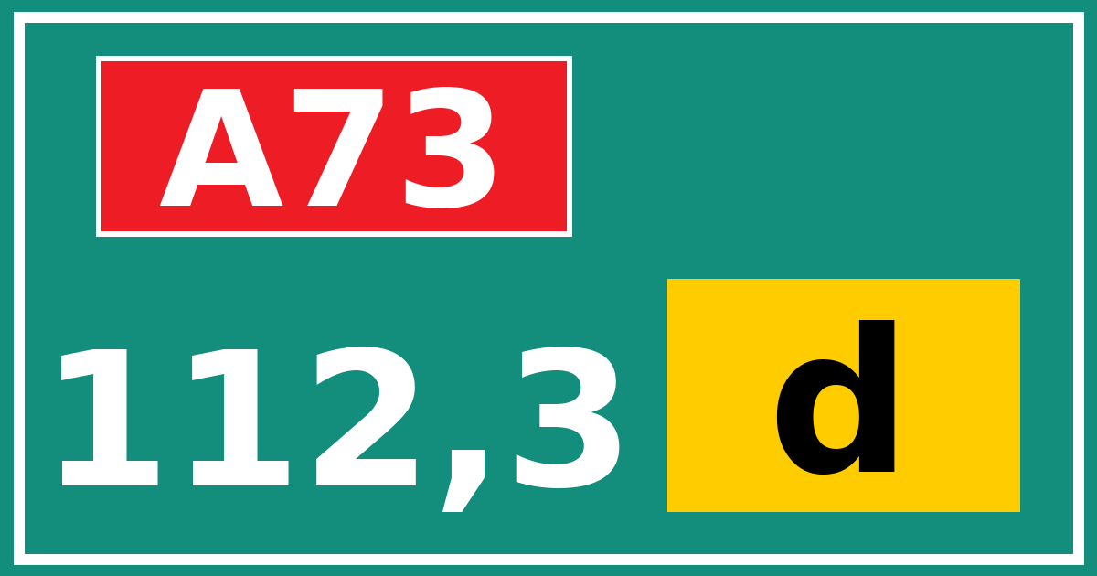 Hectometerbord A73 112,3 letter d