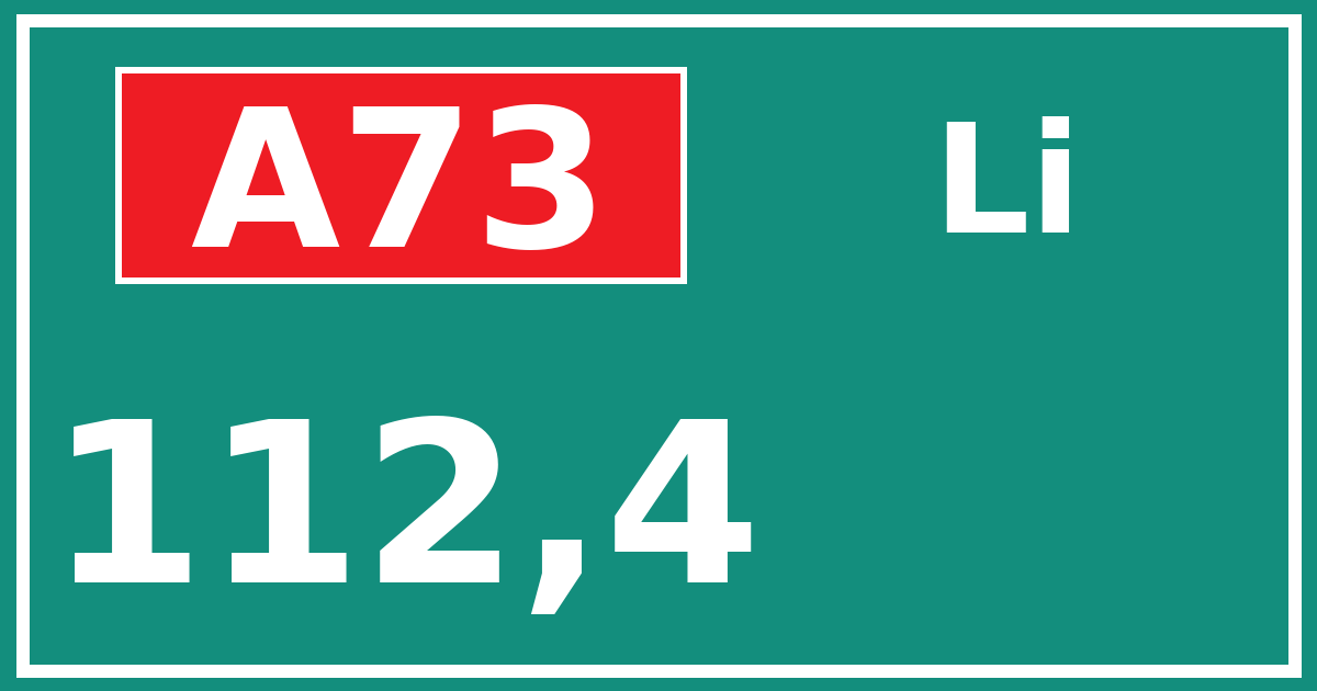 Hectometerbord A73 112,4 zijde Li