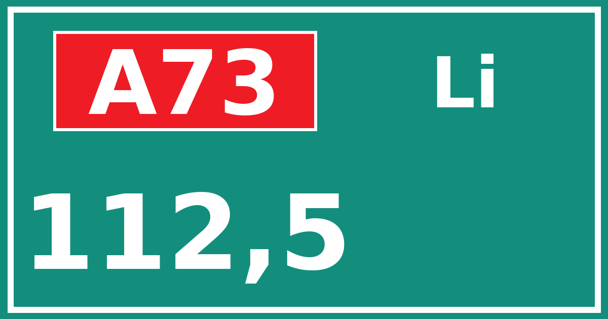 Hectometerbord A73 112,5 zijde Li