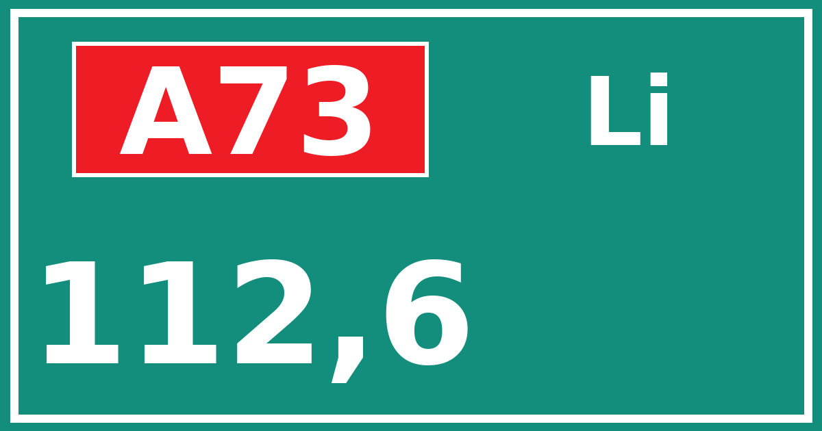 Hectometerbord A73 112,6 zijde Li
