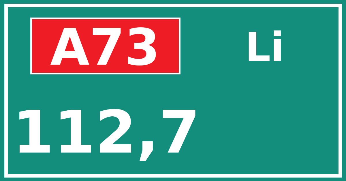Hectometerbord A73 112,7 zijde Li