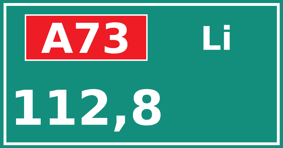 Hectometerbord A73 112,8 zijde Li