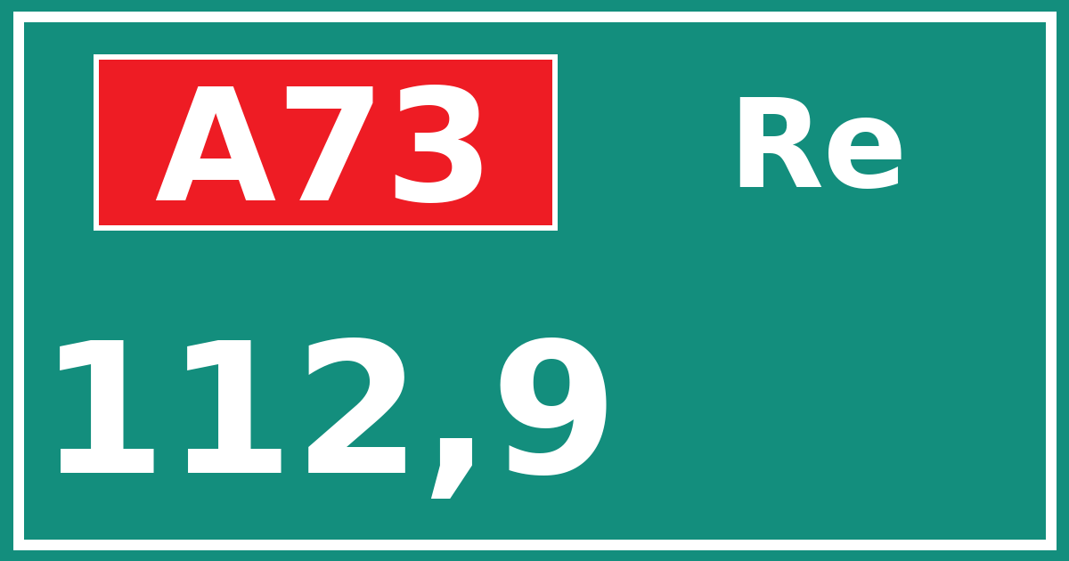 Hectometerbord A73 112,9 zijde Re
