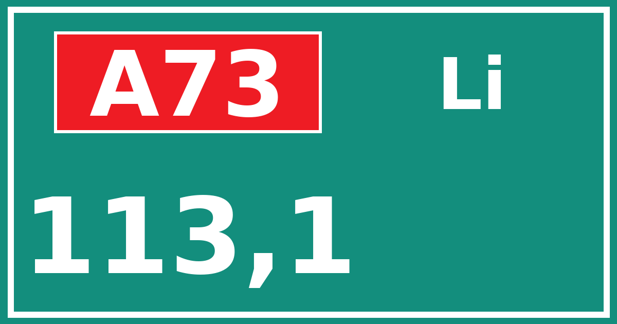 Hectometerbord A73 113,1 zijde Li
