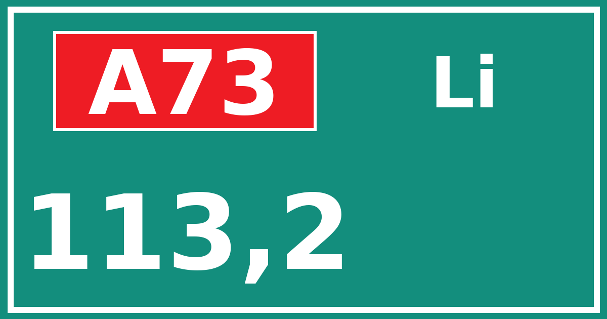 Hectometerbord A73 113,2 zijde Li