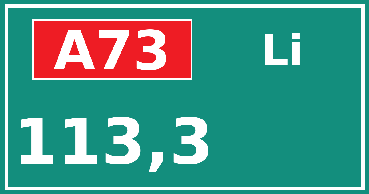Hectometerbord A73 113,3 zijde Li