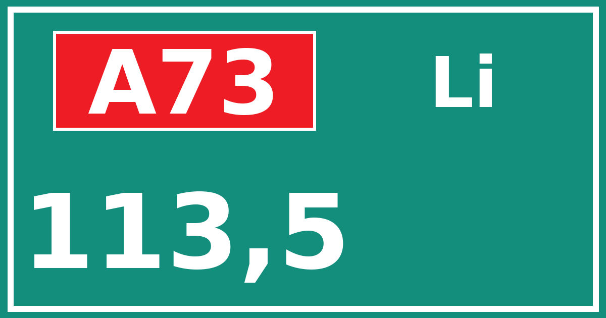 Hectometerbord A73 113,5 zijde Li