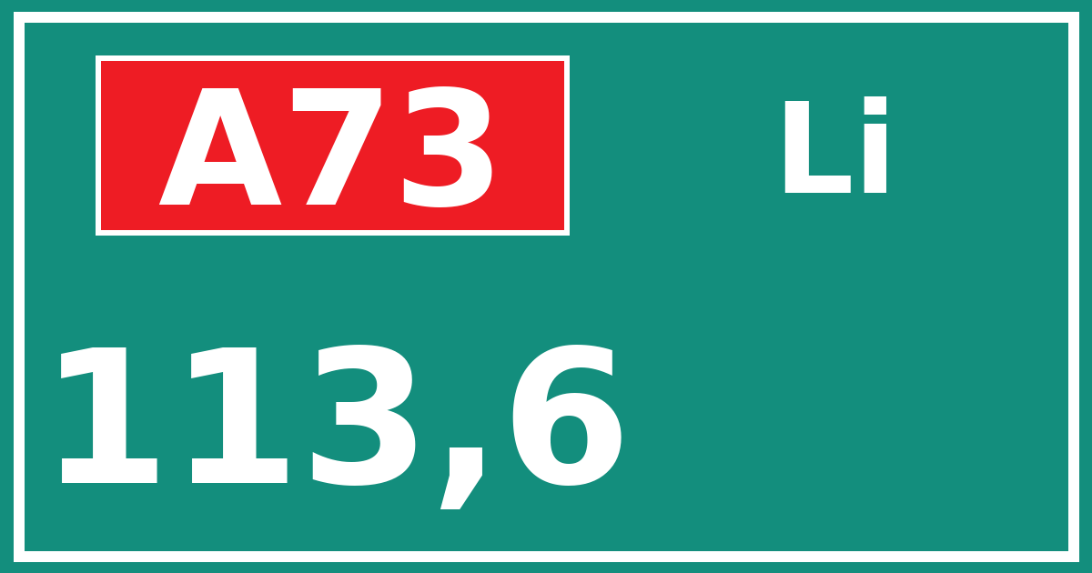 Hectometerbord A73 113,6 zijde Li