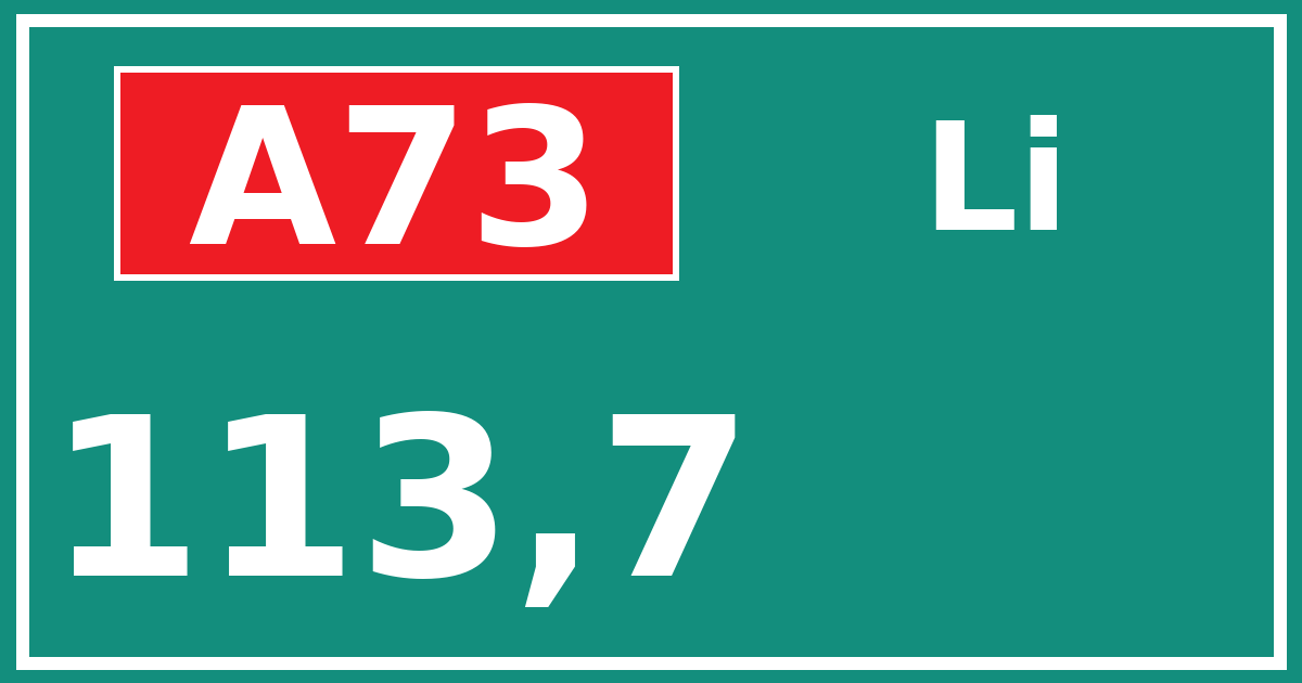 Hectometerbord A73 113,7 zijde Li