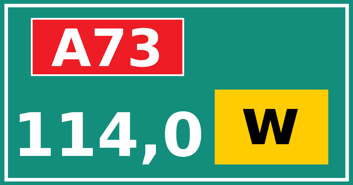Hectometerbord A73 114,0 letter w
