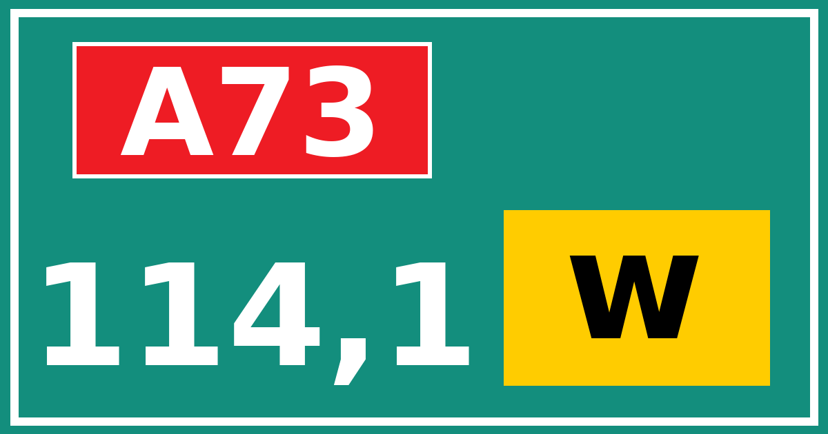 Hectometerbord A73 114,1 letter w