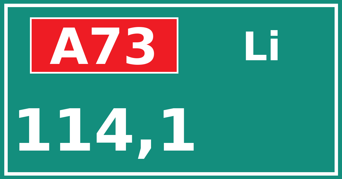 Hectometerbord A73 114,1 zijde Li