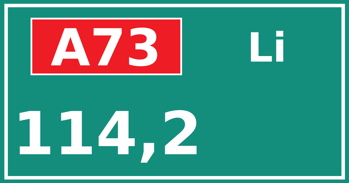 Hectometerbord A73 114,2 zijde Li