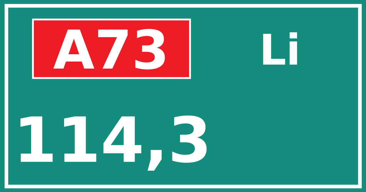 Hectometerbord A73 114,3 zijde Li
