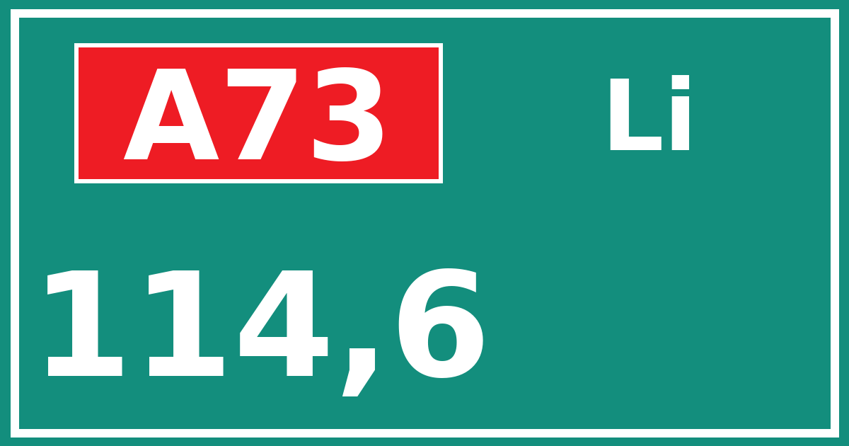 Hectometerbord A73 114,6 zijde Li