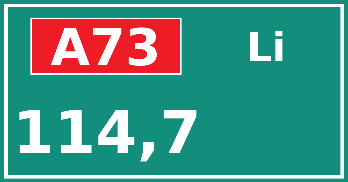 Hectometerbord A73 114,7 zijde Li
