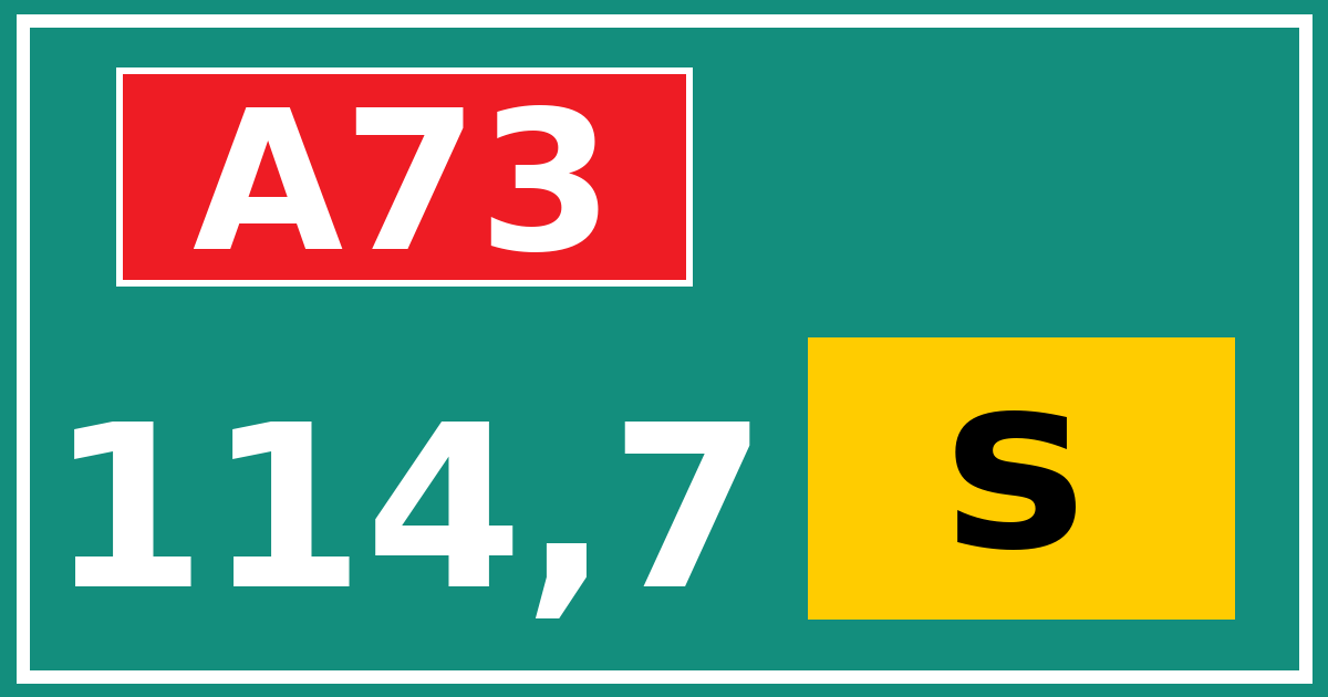 Hectometerbord A73 114,7 letter s