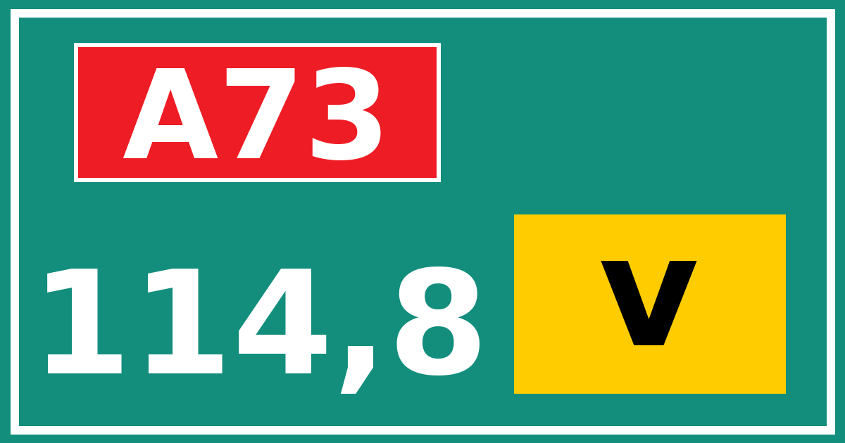 Hectometerbord A73 114,8 letter v