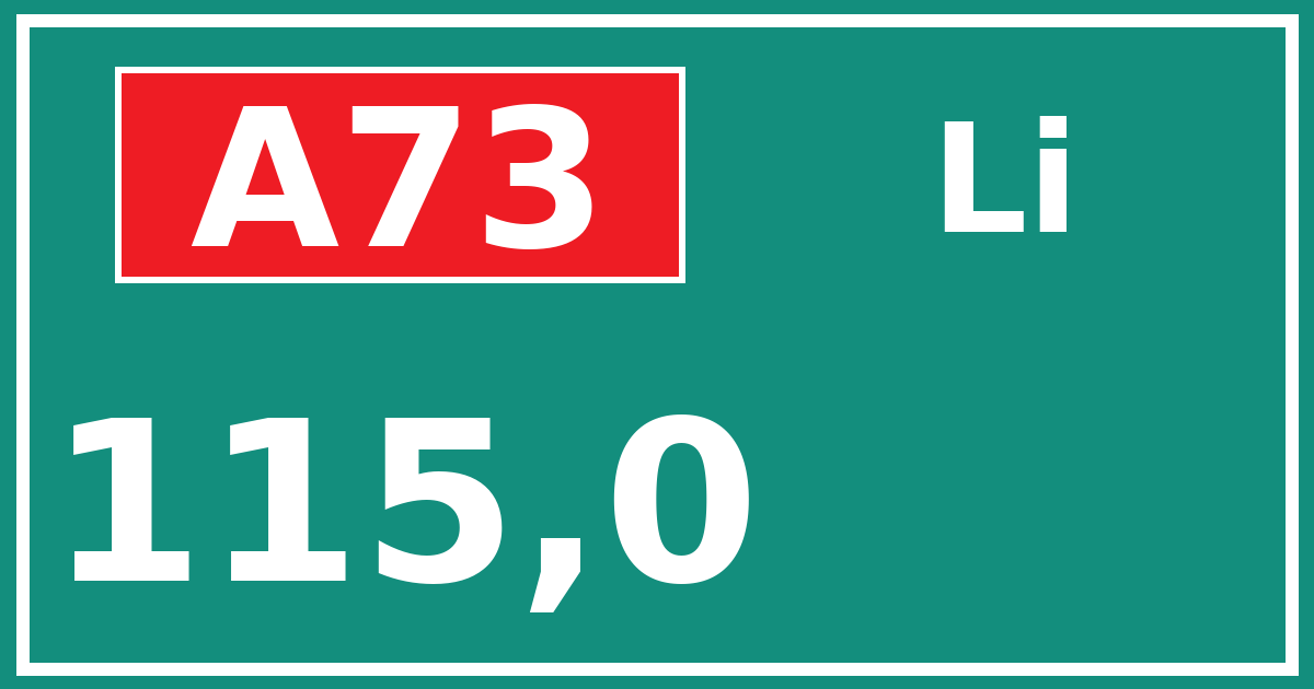 Hectometerbord A73 115,0 zijde Li