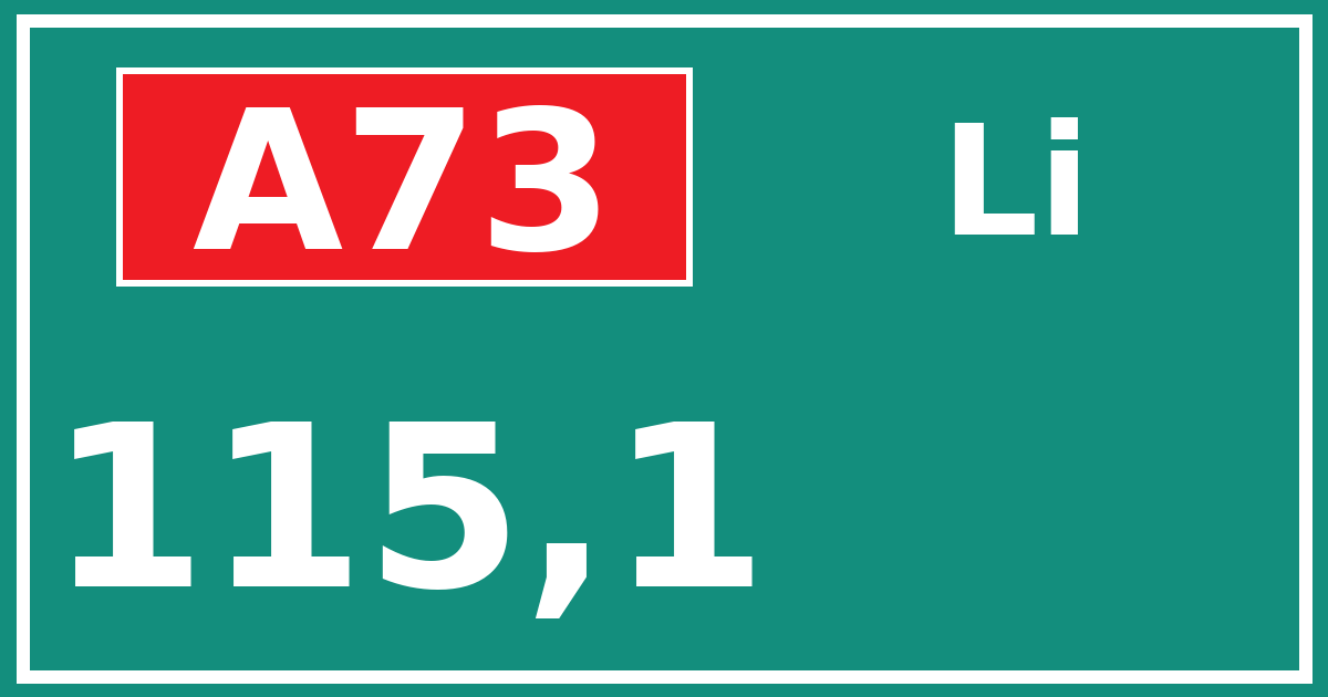 Hectometerbord A73 115,1 zijde Li