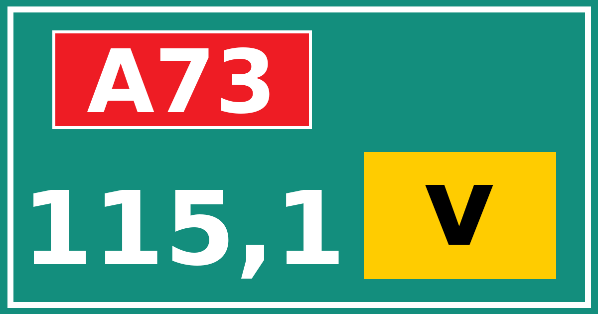 Hectometerbord A73 115,1 letter v