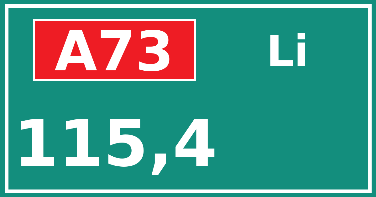 Hectometerbord A73 115,4 zijde Li