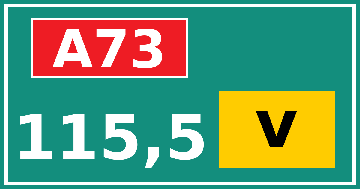 Hectometerbord A73 115,5 letter v