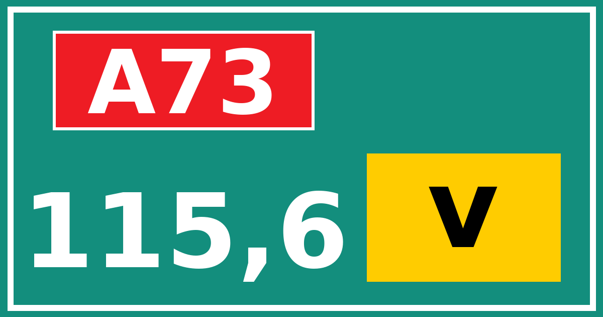 Hectometerbord A73 115,6 letter v