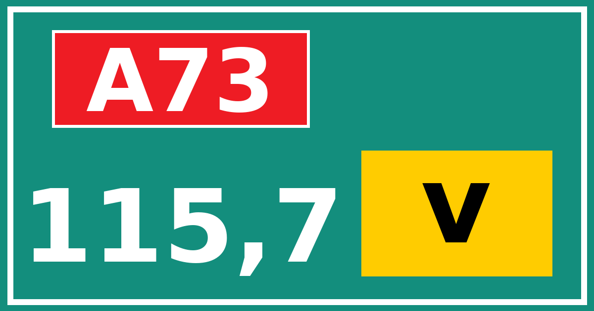 Hectometerbord A73 115,7 letter v