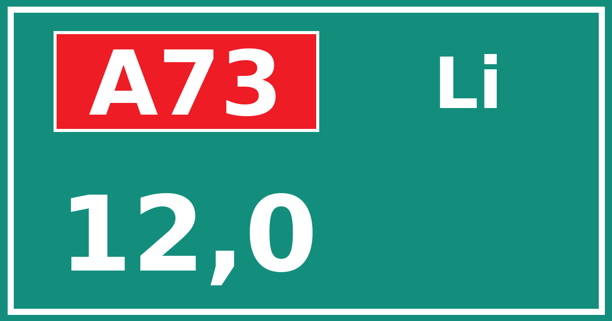 Hectometerbord A73 12,0 zijde Li