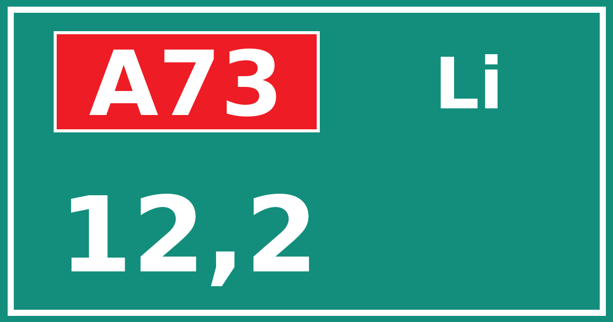 Hectometerbord A73 12,2 zijde Li