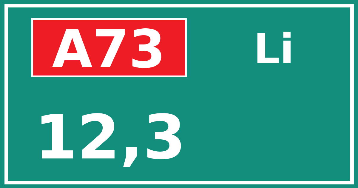 Hectometerbord A73 12,3 zijde Li