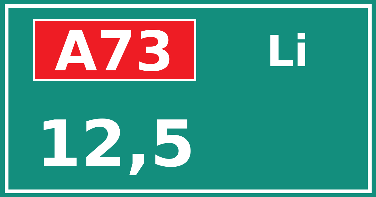 Hectometerbord A73 12,5 zijde Li