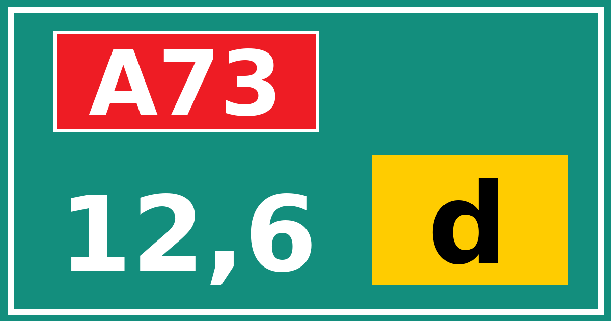 Hectometerbord A73 12,6 letter d