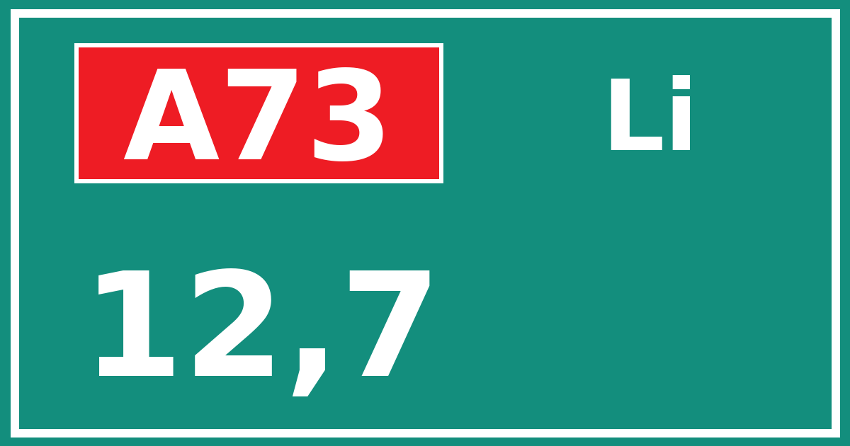 Hectometerbord A73 12,7 zijde Li