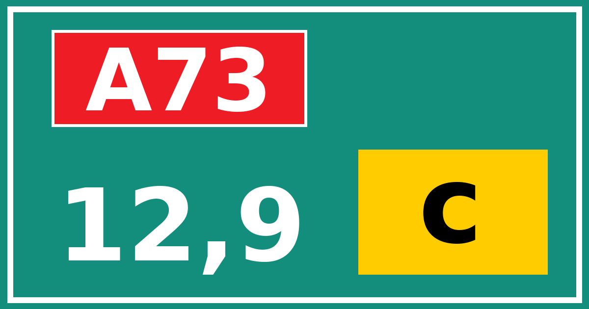 Hectometerbord A73 12,9 letter c
