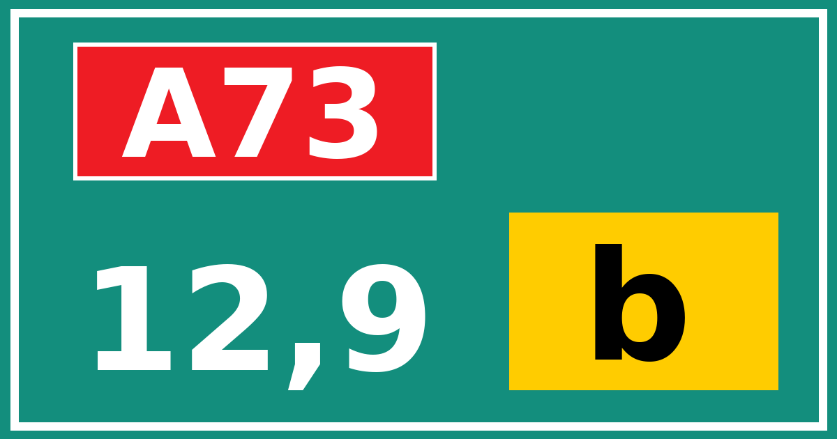 Hectometerbord A73 12,9 letter b