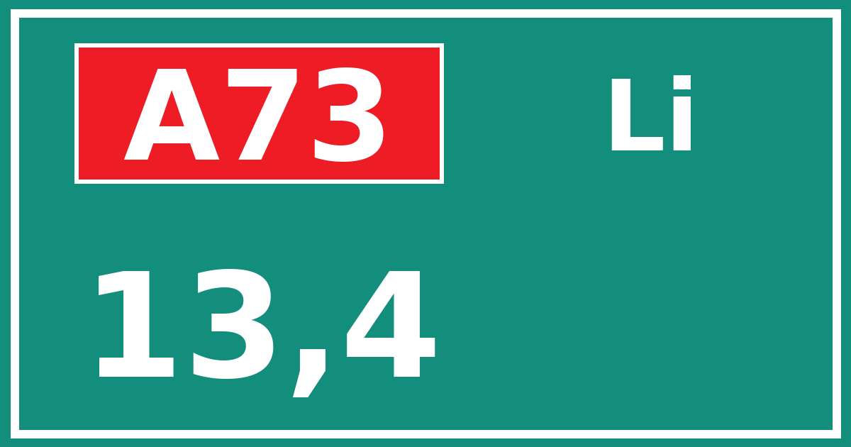 Hectometerbord A73 13,4 zijde Li