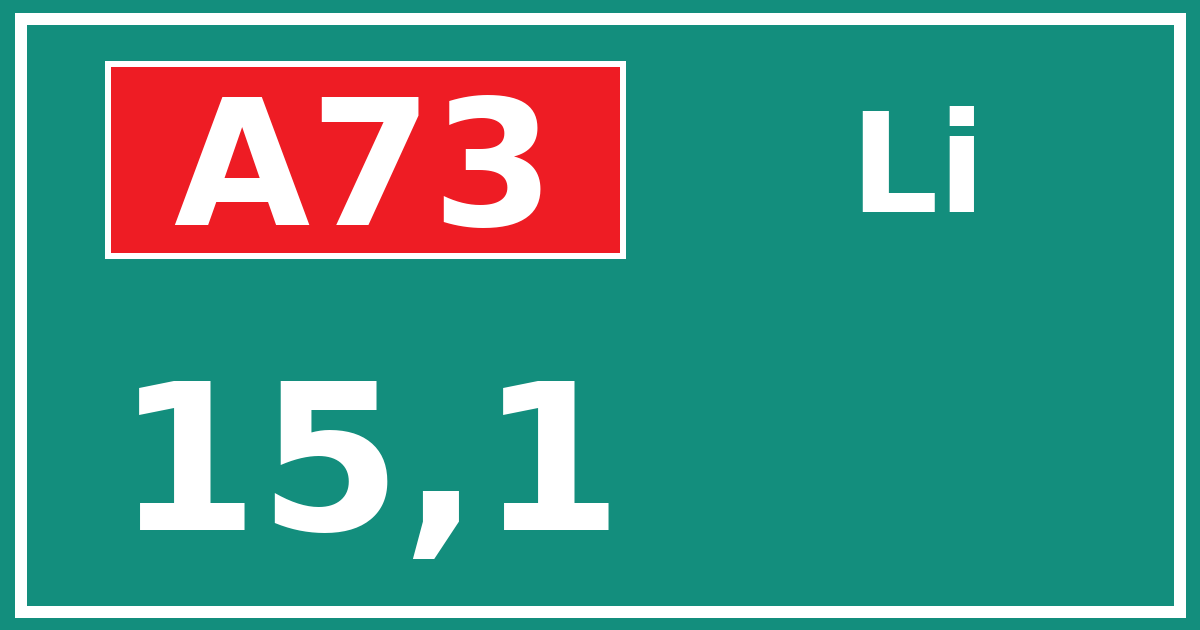 Hectometerbord A73 15,1 zijde Li